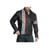 Men's Vertical Striped Motorcycle Jacket – Winter & Christmas Sale