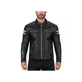 Men's Vertical Striped Premium Fabric Motorcycle Jacket