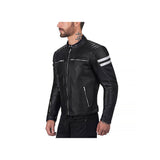Men's Vertical Striped Premium Fabric Motorcycle Jacket