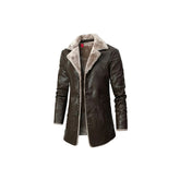 Men's Fur Turn-Down Collar Premium Leather Coat