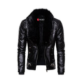 Men's Removable Fur Collar Motorcycle Jacket