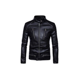 Men's Classic Cross Zip Jacket “ Cow Leather, Stand-Up Collar, Angled Front Zip