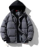 Outdoor Leisure Cotton-Padded Men Hooded Solid Color Jacket