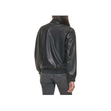 Posh Black Leather Bomber Jacket “ Genuine Leather, Ribbed Waist & Cuffs