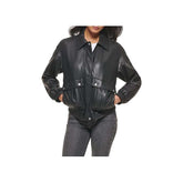 Posh Black Leather Bomber Jacket “ Genuine Leather, Ribbed Waist & Cuffs