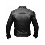Men's Belted Cuffs Motorcycle Leather Jacket