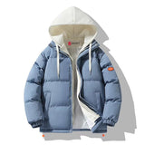 Outdoor Leisure Cotton-Padded Men Hooded Solid Color Jacket