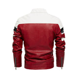 Men's Moto Striped Color Block Leather Jacket “ Premium Genuine Leather