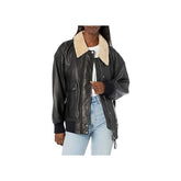 Women's Blaze Black Leather Bomber Jacket
