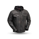 Men's Dutch Leather Removable Hood Original Biker Jacket