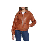 Women's Brown Genuine Leather Bomber Jacket