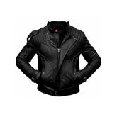 Men's Belted Cuffs Motorcycle Leather Jacket