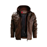 Men's Guerrilla Real Leather Hooded Jacket