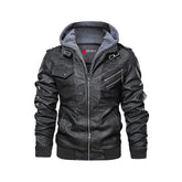 Men's Black Salvador Leather Jacket - Premium PU Leather, Removable Hoodie,