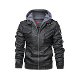 Men's Black Salvador Leather Jacket - Premium PU Leather, Removable Hoodie,