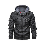 Men's Guerrilla Real Leather Hooded Jacket
