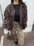 Women's Contrast Stitch PU Leather Jacket