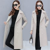 Women's Woolen Double-Breasted Velvet Coat