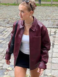 Women's Faux Leather Moto Biker Jacket