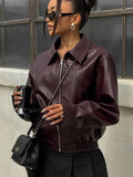 Women's Faux Leather Moto Biker Jacket