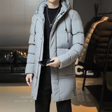 Slim Fit Men Hooded Casual Long Cotton Parkas Jackets