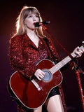 Taylor Swift The Eras Tour 2023 Red Sequin Coat - Concert & Stage Inspired Jacket