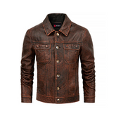 Men's Vintage Distressed Genuine Leather Jacket