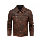 Men's Vintage Distressed Genuine Leather Jacket