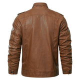 Fleece Biker Jacket for Men - Premium PU Leather, Adjustable Cuffs, Stand Collar