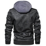 Men's Black Salvador Leather Jacket - Premium PU Leather, Removable Hoodie,