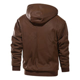 Marziano Leather Jacket “ Saddle Brown, Removable Hoodie
