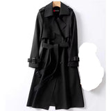 Women™s Double-Breasted British Style Windbreaker Trench Coat - Long, Streetwear