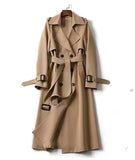Women™s Double-Breasted British Style Windbreaker Trench Coat - Long, Streetwear