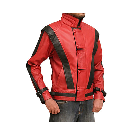 MJ Thriller Genuine Leather Jacket “ Zipper Closure, Waist & Inside Pockets