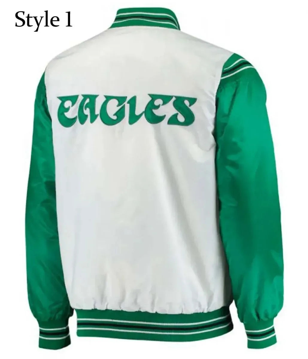 Renegade Eagles-Inspired Green & White Satin Jacket - Starter Style, Men & Women