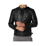 Men™s Snap Collar Zipper Closure Motorcycle Jacket