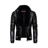Men's Removable Fur Collar Motorcycle Jacket “ Premium Leather, Classic Biker Style