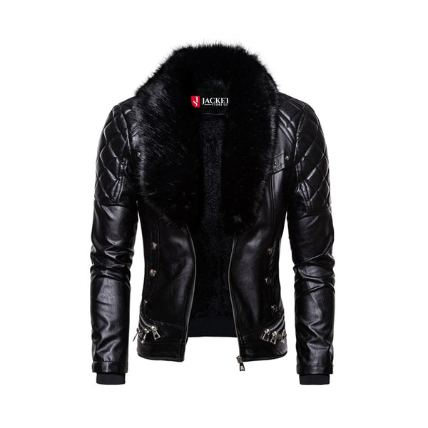 Removable Fur Collar Moto Jacket | Mens Jacket – Jacket Store USA