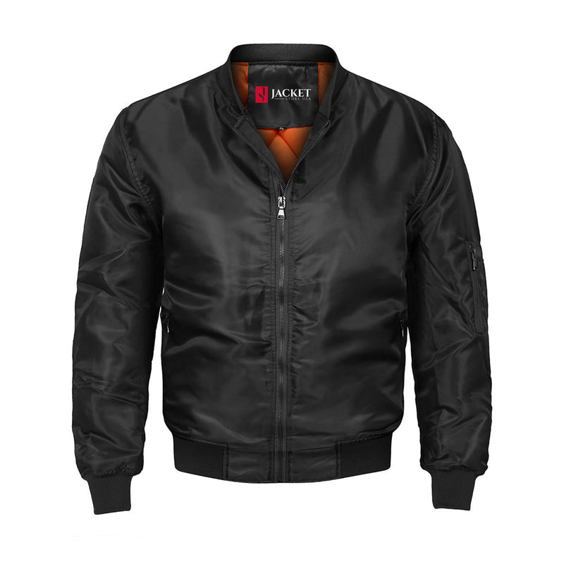 Valor Bomber Jacket for Men - Black Polyester Lightweight Jacket