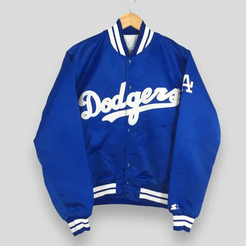 LA Dodgers 1990s Blue Bomber Jacket - Vintage Satin Baseball Jacket