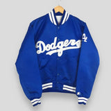 LA Dodgers 1990s Blue Bomber Jacket - Vintage Satin Baseball Jacket