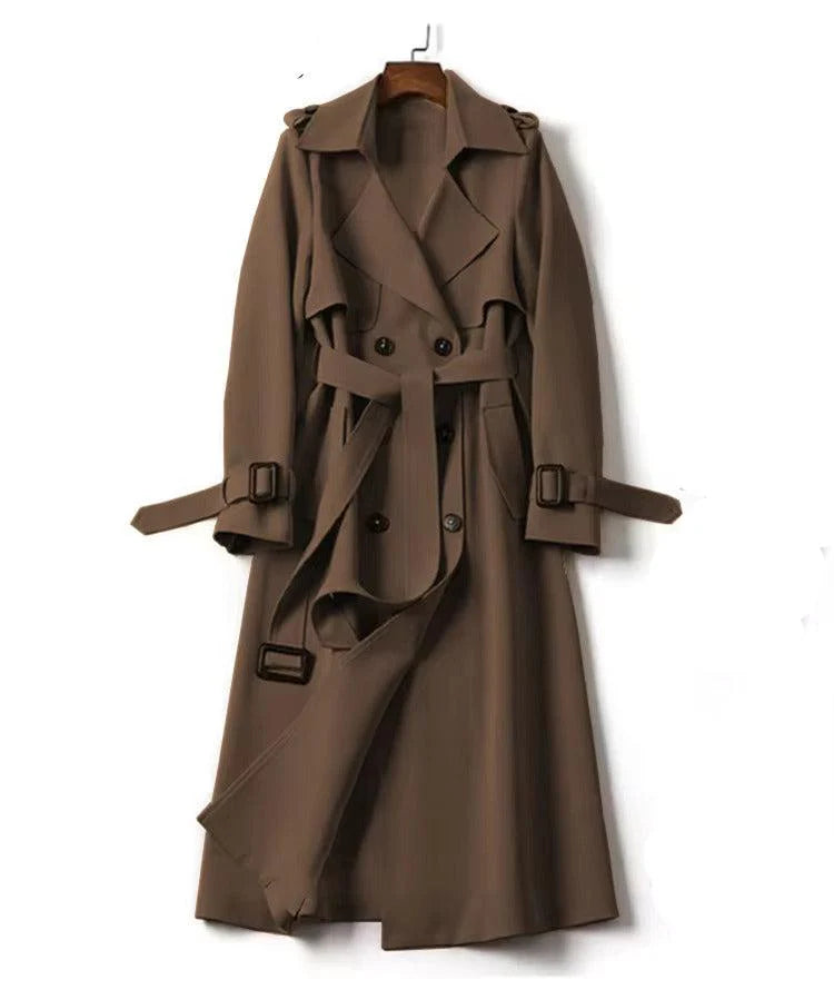 Women™s Double-Breasted British Style Windbreaker Trench Coat - Long, Streetwear