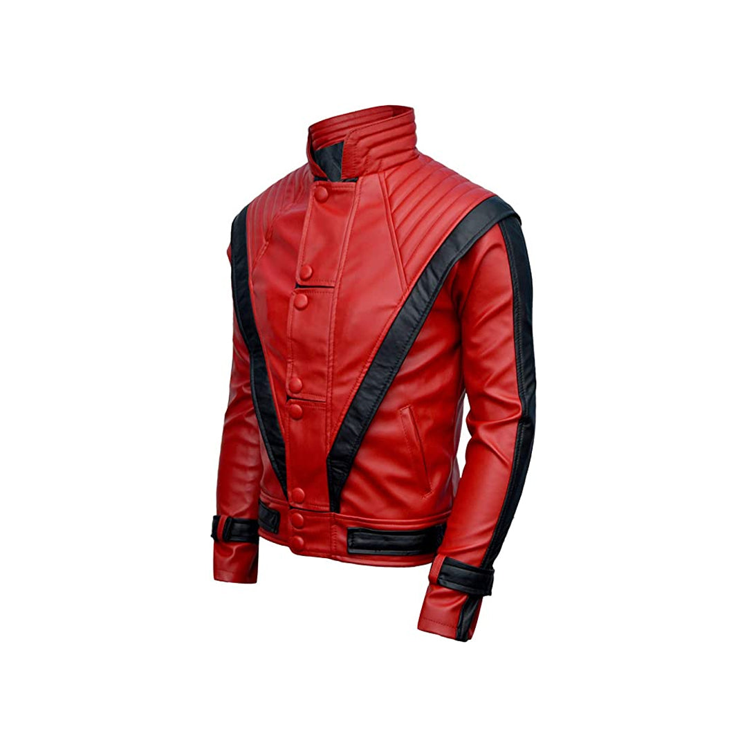 MJ Thriller Genuine Leather Jacket “ Zipper Closure, Waist & Inside Pockets