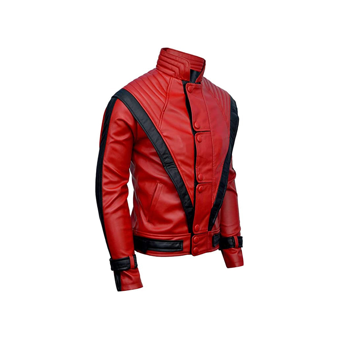 MJ Thriller Genuine Leather Jacket “ Zipper Closure, Waist & Inside Pockets