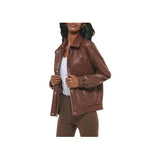 Women™s Brown Leather Bomber Jacket - Genuine Leather, Zip Closure