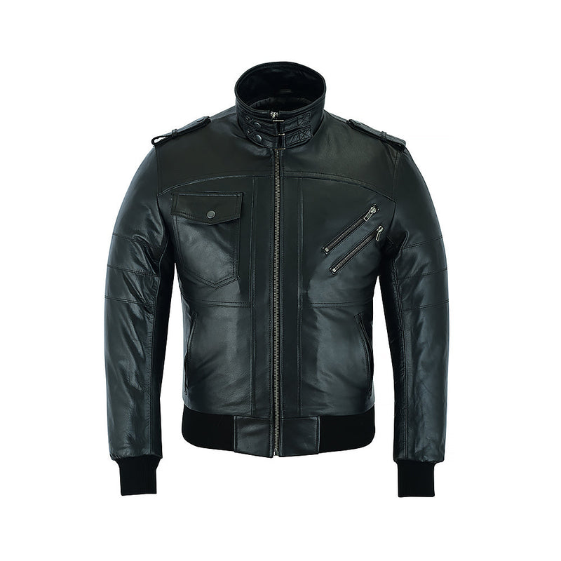 Men's Classic Motorcycle Jacket With Removable Hood