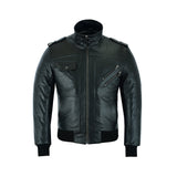 Men's Classic Motorcycle Jacket “ Removable Hood, Premium Leather, Multiple Pockets