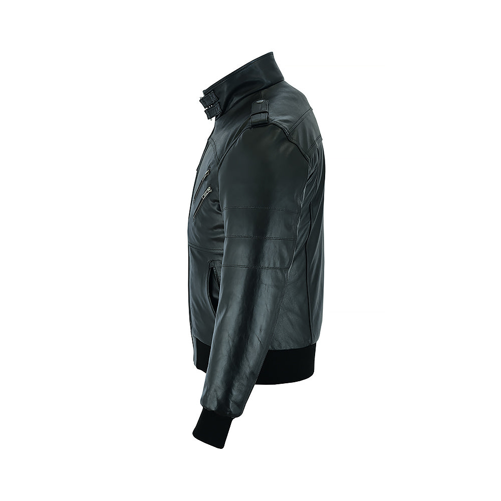 Men's Classic Motorcycle Jacket “ Removable Hood, Premium Leather, Multiple Pockets