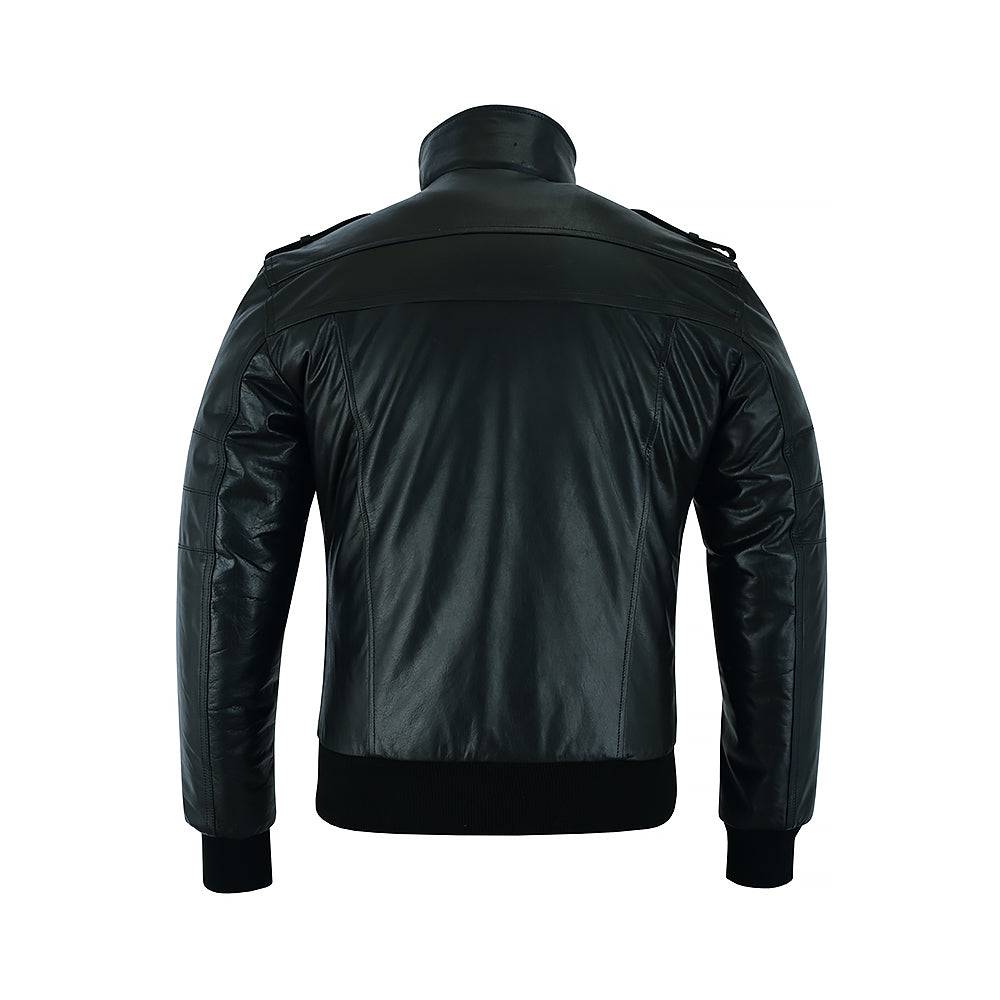 Men's Classic Motorcycle Jacket “ Removable Hood, Premium Leather, Multiple Pockets