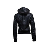 Nexus Black Leather Bomber Jacket for Women